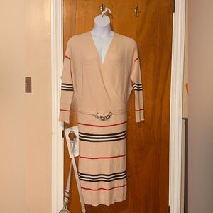 Striped Beige Knit Dress
